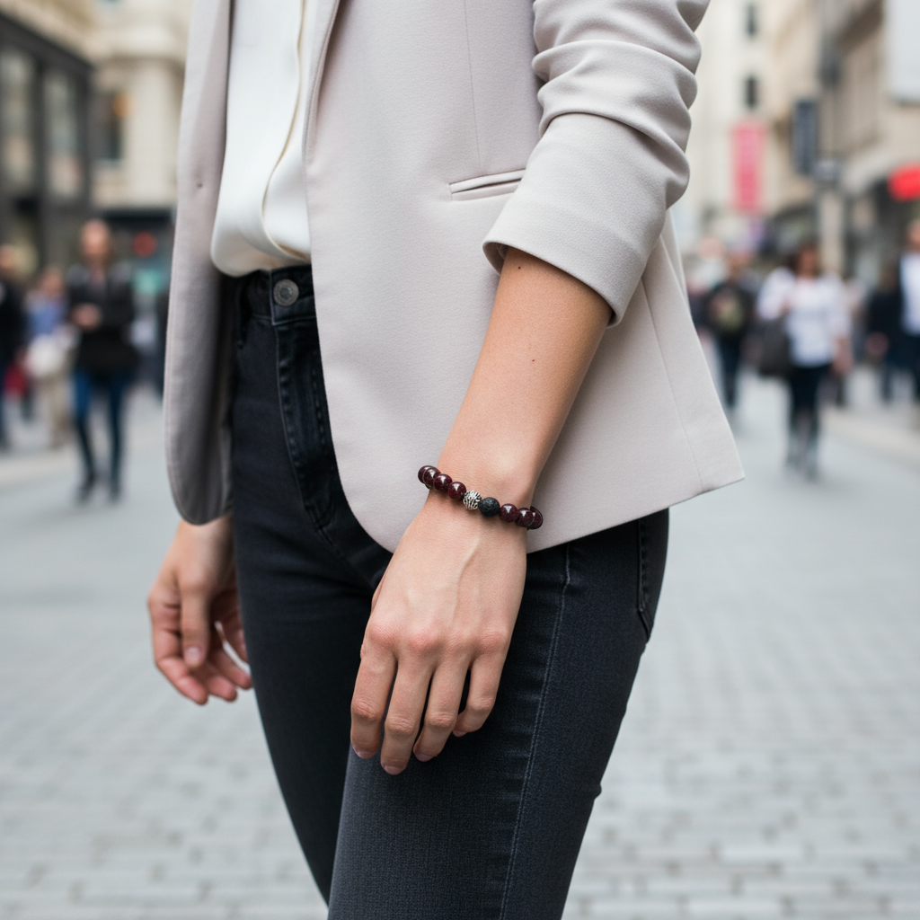 Garnet Bead Bracelet