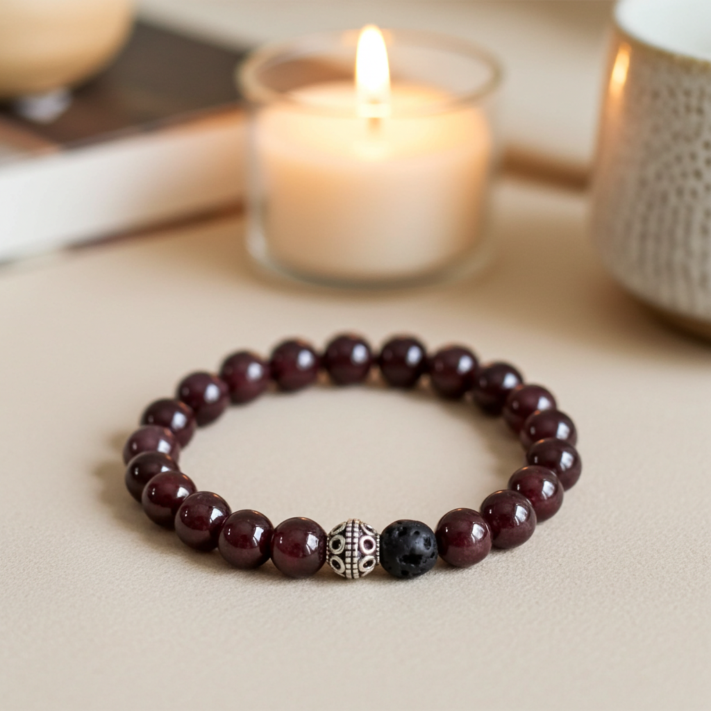 Garnet Bead Bracelet