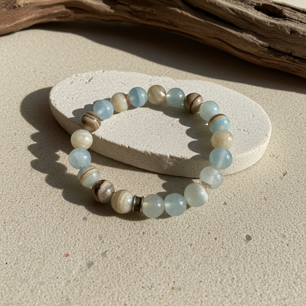 Lemurian Aquatine Calcite Bracelet