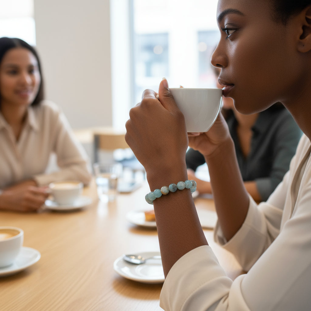 Lemurian Aquatine Calcite Bracelet