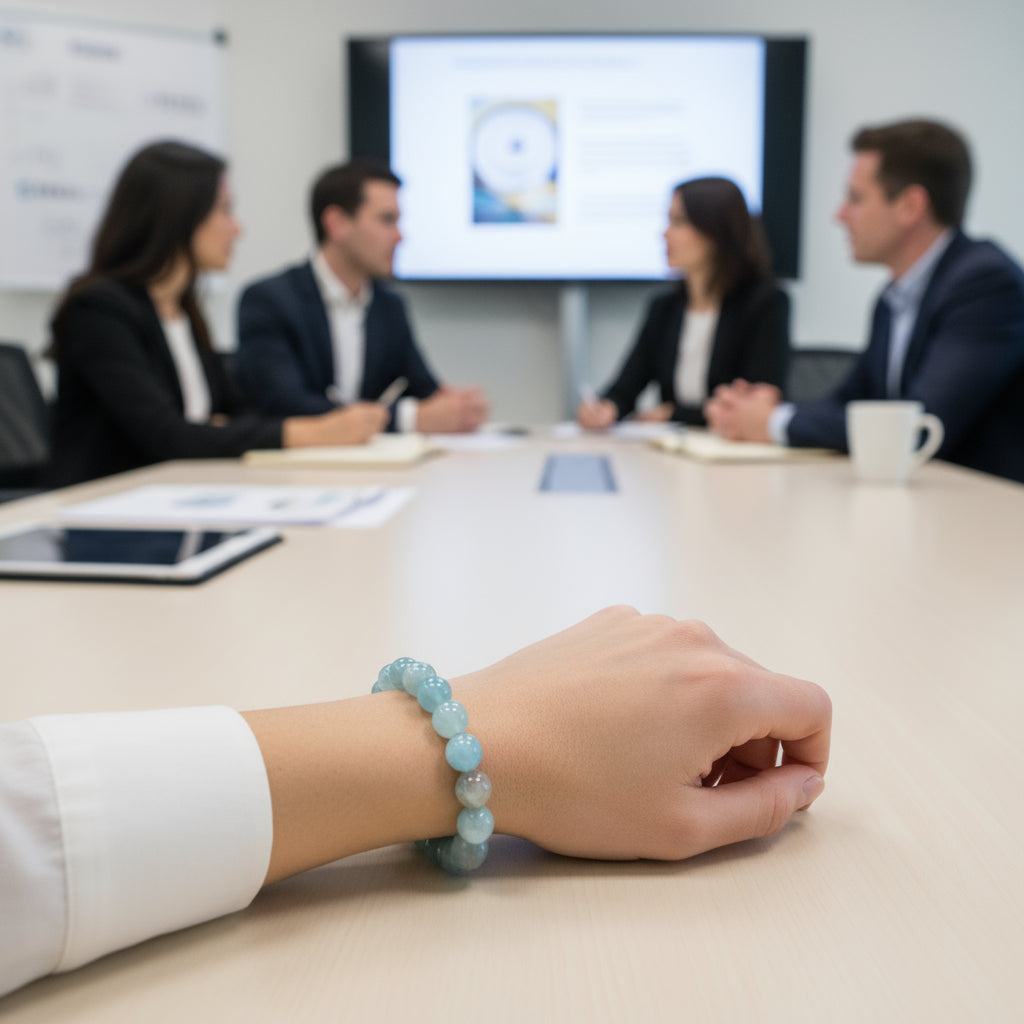 Lemurian Aquatine Calcite Bracelet