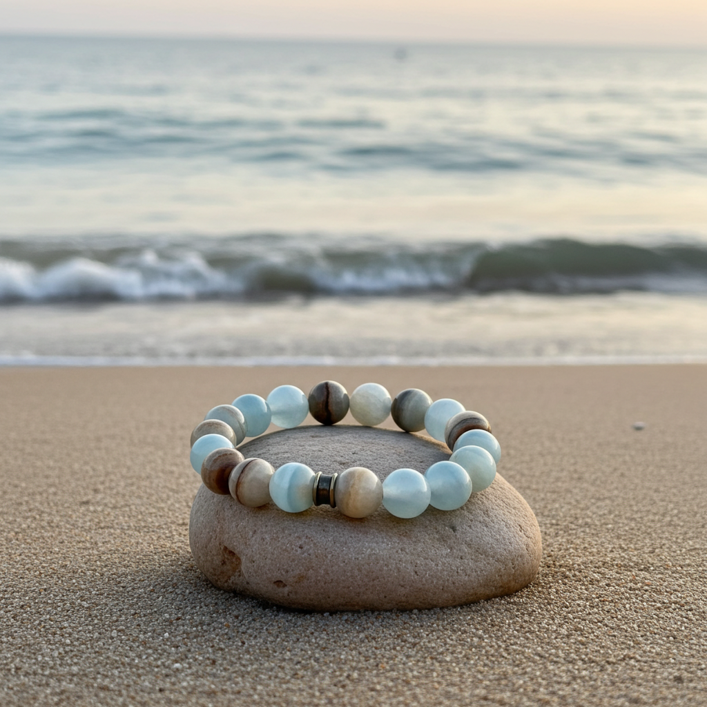 Lemurian Aquatine Calcite Bracelet