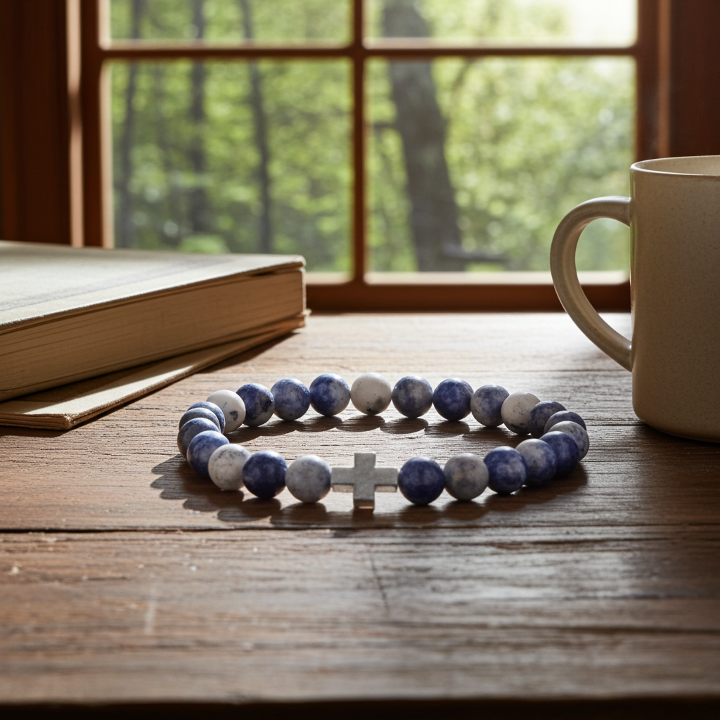 Bracelet Sodalite Brazilian Stone Cross