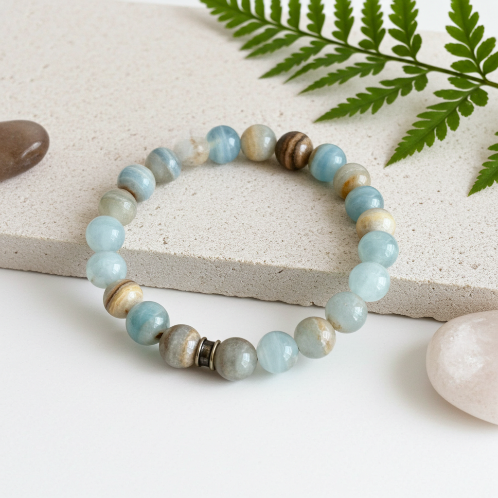 Lemurian Aquatine Calcite Bracelet