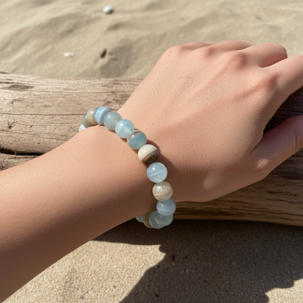 Lemurian Aquatine Calcite Bracelet